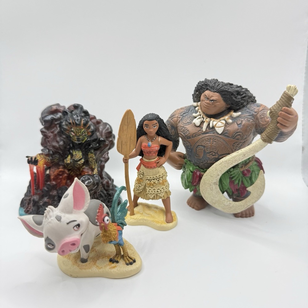 Disney Moana Action Figures Lot of 4- Maui Pua Heihei Te Fiti Lava Monster Te Ka